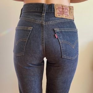 Vintage Levis 501 Red Tab Dark Blue Straight Leg Denim Jeans 23 x 32